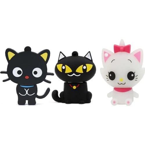 Cartoon black white cat usb flash drive animal pen drive cute memory stick 4GB 8GB 16GB 32GB 64GB 128GB 256GB pendrive u stick