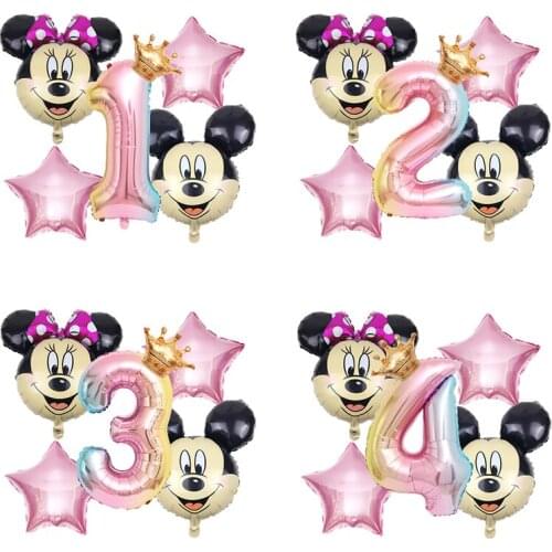 Birthday Decoration Balloon Mickey Minnie Heart Mouse Foil Ballon Baby Shower Number Balloon Kids Air Globos