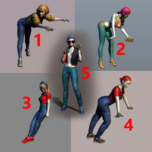 1:64 Figurines Miniatures Female model Handmade Resin White Model Need To Be Colored By Yourself