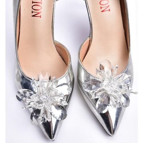 1 pair 7*7cm 3D crystal glass diamond flower Korean style rhinestone brooch patch sew Corsage princess shoes clothing DIY decor