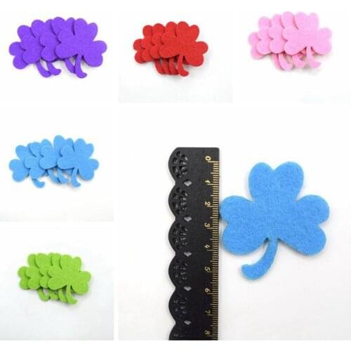 10-100pcs 5color Felt applique non-woven Fabric three Leaf Clover sets scrapbooking Accesories DIY Fake Flowers