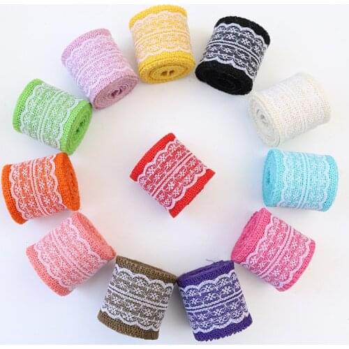 2meter 6cm lace linen ribbon roll diy embroidery fabric for Clothing Sewing Handicraft accessories needlework Wedding decoration