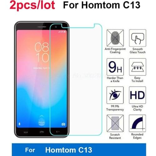2Pcs 9H Explosion-proof Anti-scratch Phone Film For HOMTOM C13 Screen Protector Tempered Glass For HOMTOM C13 Glass 5.0 Inch