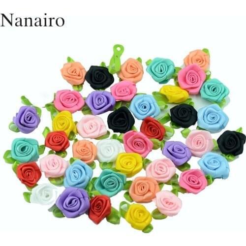 20PCS 3CM Satin Ribbon Rose Flowers Heads Handmade DIY Craft Scrapbooking For Wedding Decoration Cheap Artificial Silk Rosettes