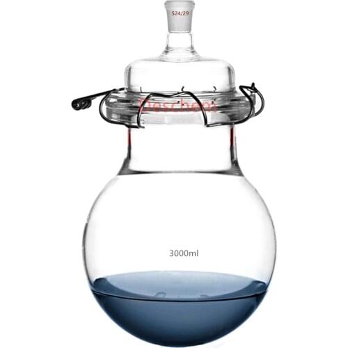 3000ml 24/29 Glass Reaction Reactor Single Neck 3L Round Bottom Kettle W/Lid & Clamp