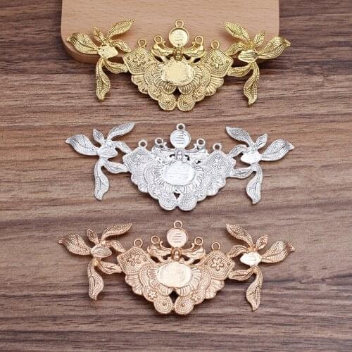 5 PCS 41*101mm Metal Alloy Leaf Flowers For Hair Accessories DIY Handmade Material