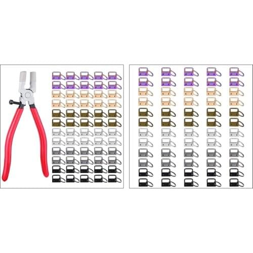 60 Pcs 2.5cm Key Fob Keychain Hardware with Pliers Tool Set for Wristlet Clamp Key Lanyard Making Install Supplies M6CE