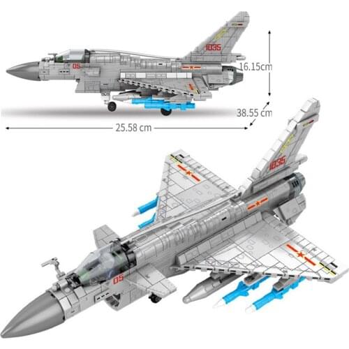 820Pcs Military J-10 Fighter Building Blocks Sets High-tech Army War Weapon Aircraft Model Bricks Educational Toys For Children