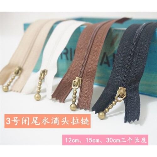Free shipping 10pcs/lot Hand for diy bags zipper 3# nylon zipper drop handmade bags zipper 12cm/15cm/30cm