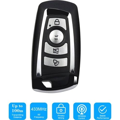 433MHz Wireless Remote Control Key Fob 4 Buttons Clone Switch Portable Cloning for Electric Gate Garage Door Opener Control