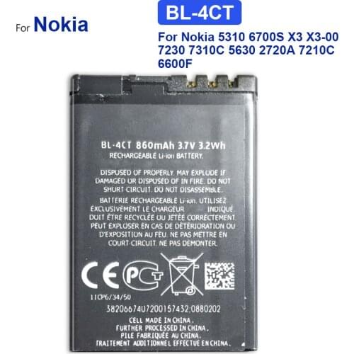 BL-4CT Replacement Battery For Nokia 5310 6700S X3 X3-00 7230 7310C 5630 2720 2720A 7210C 6600F BL4CT BL 4CT+Tracking Number