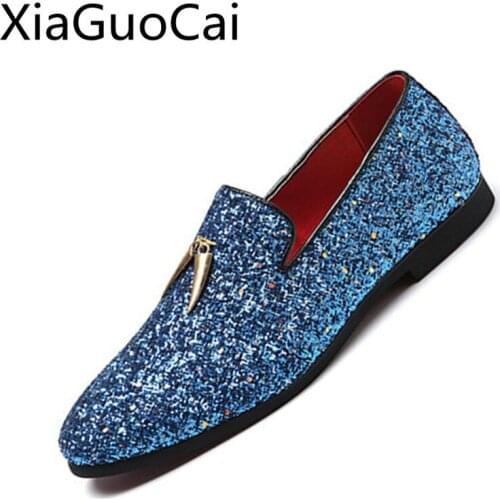 Brand Fashion Men Casual Shoes Slip on Loafers Male Moccasins Biggest Size 38-48 Glitters Stylish Flats Shoes Men Wedding Shoes