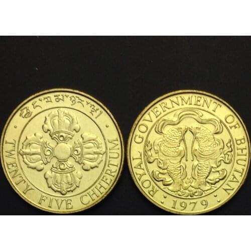 Bhutan 25 Chetrum 1979 Unc Original Coins Collectible Coins 100% Real