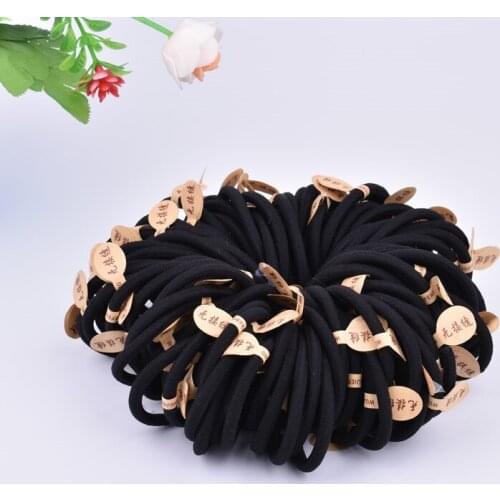 NDFSOUL-AF09 25 Pcs/lot 4mm thickness Adult Black Color Elastic Hair Ties Girls' Hair Ropes Women Ponytail Holder