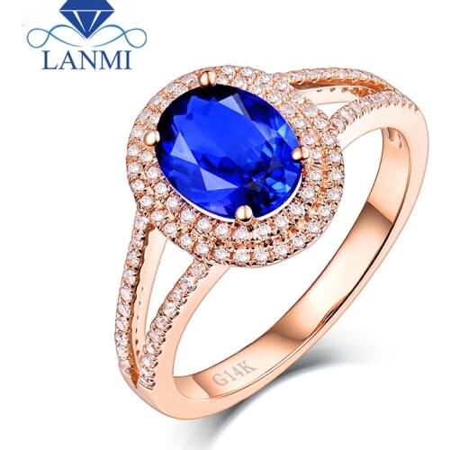 Elegant Natural Tanzanite Ring Real 14K Rose Gold Wholesale Loving Fine Jewelry for Wife Anniversary Mom Party Best Gift