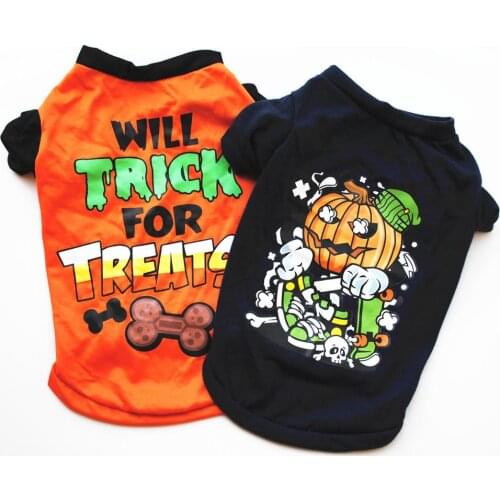 Halloween Dog T-shirt Cotton Pet Clothing For Small Medium Dogs Vest Shirt Puppy Dog Costume Chihuahua Puppy Holiday Apparel