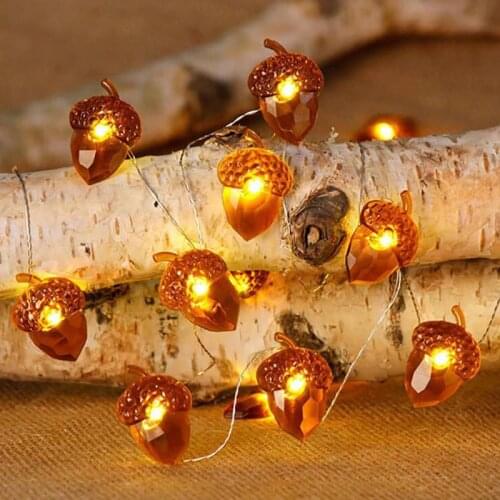 2/3/4M 20/30/40 Leds Acorn String Light 3D Acorn Lantern Strings 8Modes Holiday Lamp Fall Garland Christmas Tree Home Decor