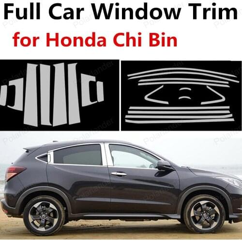 Hot!! For Honda Chi Bin bright silver stainless steel full Car Window Trim Cover Car Styling Accessories