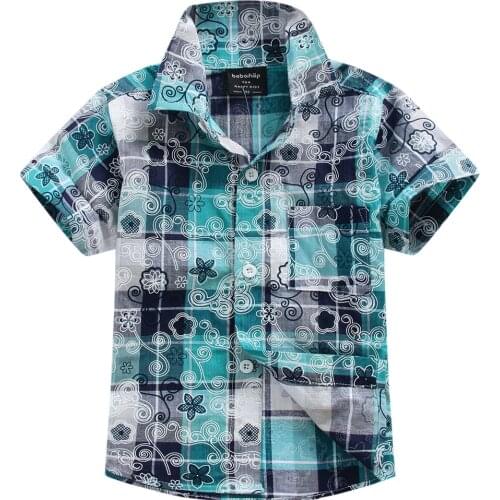 Cotton 100% floral shirt hawaiian shirt aloha shirt for boy T1544