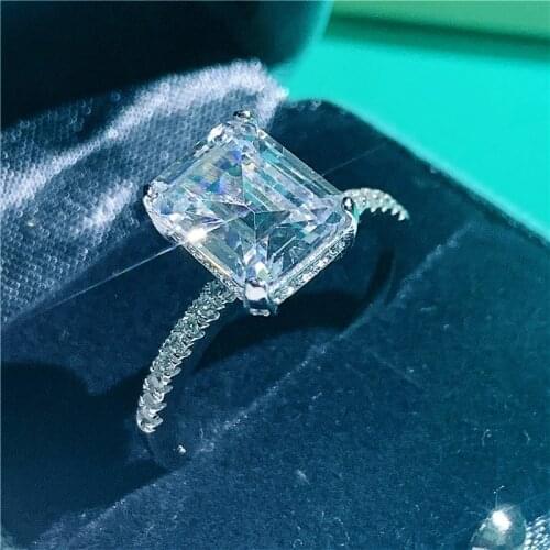 Top quality Promise ring 925 Sterling silver Emeald cut AAAA Zircon Engagement Wedding Band Rings for women Bridal Party Jewelry