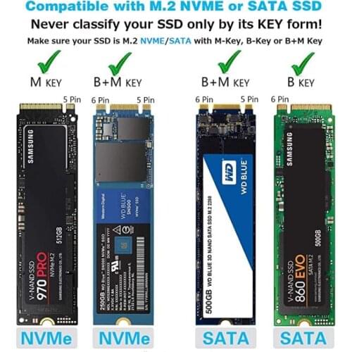 M2 NVME NGFF SATA SSD to Type-C/USB 3.0 Portable External Drive Enclosure Case for M /B /M+B Key Case 2230/2242/2260/2280 SSD