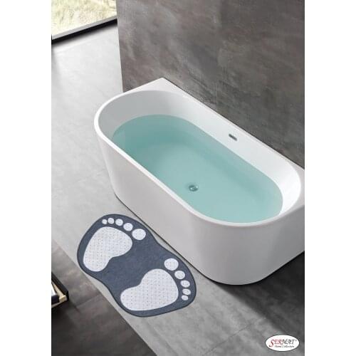 Footprint Pattern Bath Mat 40cm x 60cm Digital Print Polyester Figured Slip-Resistant Sole One Piece Gray 40x60 60x100