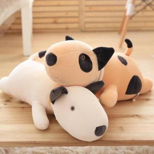55CM Cute Bull Terrier Dog Plush Toy Doll Sleep Pillow Doll Soft Baby Pillow Child Filled Doll Cushion Childrens Birthday Gift