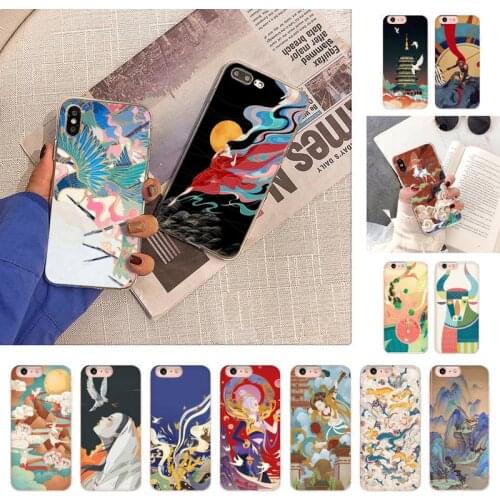 Chinese Style Cute Phone Case For iPhone X XS MAX 6 6s 7 7plus 8 8Plus 5 5S se 2020 XR 12 11 pro max Fundas Capa