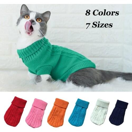 Fashion Winter Knitted Cat Clothes Warm Jumper Turtleneck Sweater For Small Cats Costume Jacket Pet Clothing Products Ropa Gatos