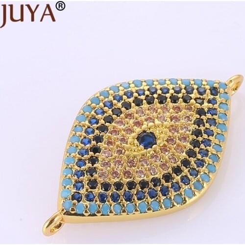 Fashion Multicolor Zircon Rhinestone Turkish Evil Eye Charms Connector Pendant for Jewelry Making diy Fashion Bracelet Necklace