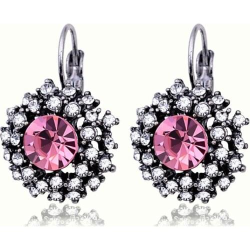Fashion Jewelry Silver Plated Maxi Black Crystal Brinco Statement Red Drop Earrings For Women Female Earring Brincos