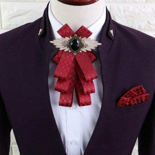 Fashion Necktie Groom Diamond Bow Ties Packet Square Wedding Birthday Party Gifts Elegant Butterfly Silk Yarn Gravata Bow Tie