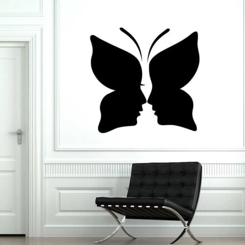 Wall Vinyl Decal Romantic Butterfly Man And Woman Bedroom DecAL A4-047