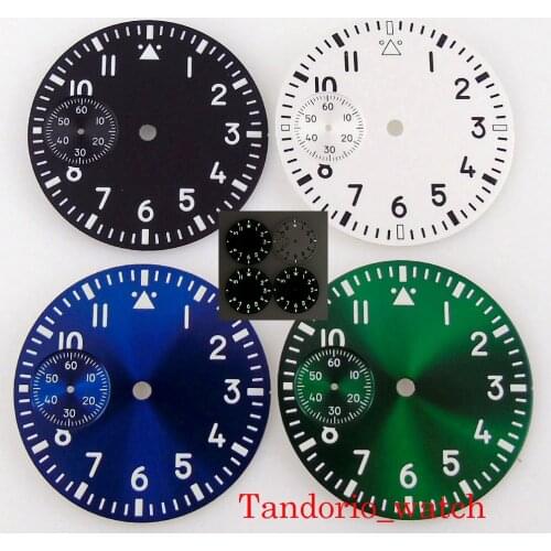 For ETA 6497 ST 3600 Movement New 37mm Black White Blue Green New Watch Dial Lumious Index Silver Watch Case Wristwatch Parts