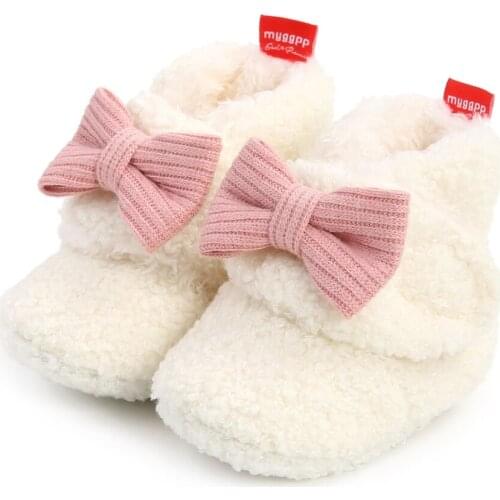 Autumn Fall Winter Warm Crawling Shoes For Toddler Newborn Baby Boy Girl Slippers Prewalker Fur Flower First Walker 0-18M