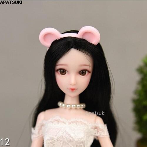 Pink Mouse Ear Headband Headwear Plastic Tiara For Barbie Doll Accessories Hairwear Hair Accessories For 1/6 Dollhouse Toys