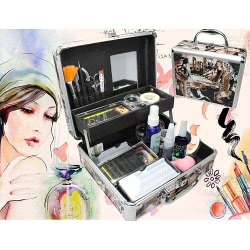 Professional False Eye Lash Eyelash Extension Full Kit Tools Glue Set With Case eyelash box packaging lash extension supplies