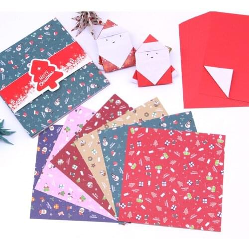 50pcs Christmas Patterns Paper Craft Origami Folding Paper Flower Patterned Papers DIY Kid Gift
