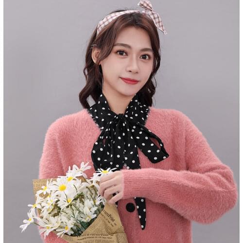 Korean Bowtie Dots Chiffon Fake Collar Women Camisa Shirt False Collars Removable Peto Mujer Chemisier Faux Cols Spring Tunique