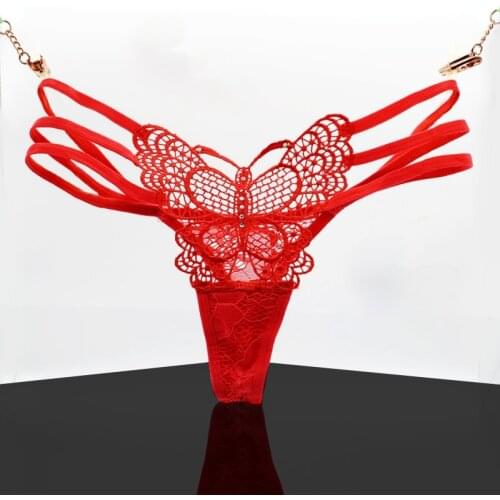 Sexy Women underwear butterfly embroidery transparent sexy panties Thong female lace temptation low-waist briefs