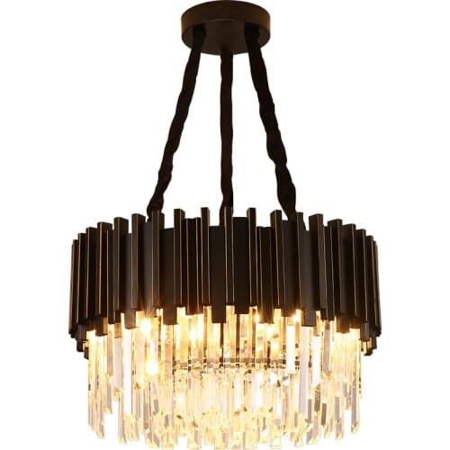 Phube Lighting Modern Black Crystal Chandelier Lighting Fixture Luxury Contemporary Chandeliers Hanging Light for Home Hotel