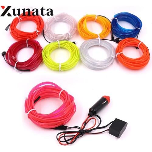 EL Wire 12V Neon Sign Flexible LED Light Strip Tube Waterproof Car Cigarette Party Clothing Wedding el wire + converter 1m 3m 5m