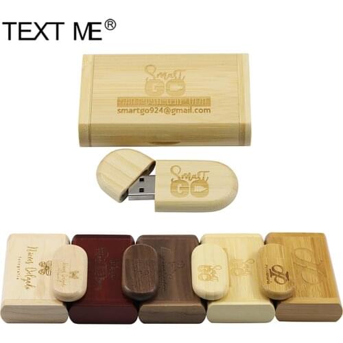 TEXT ME engrave Walunt wood Maple wood wooden +box LOGO print usb flash drive usb2.0 4GB 8GB 16GB 32GB 64GB Free print LOGO