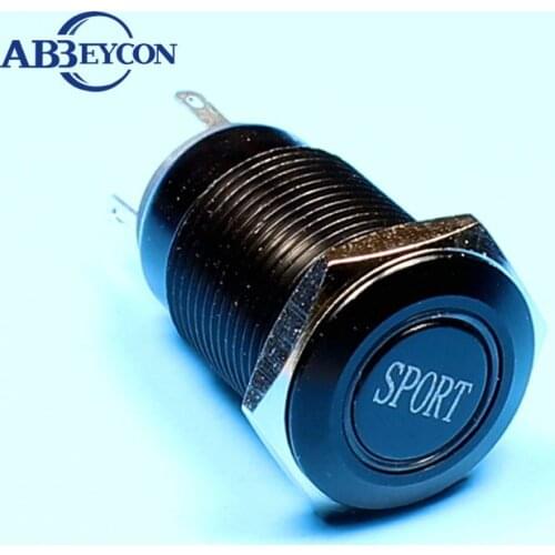 TY 1661F waterproof metal 16mm momentary flat head ring illuminated SPORT engraving switch