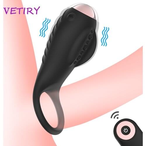 Vibrating Penis Ring For Men Cockring Clitoris Stimulate Vibrator Delayed Ejaculation Ring Adult Couples Sex Toys Remote Control