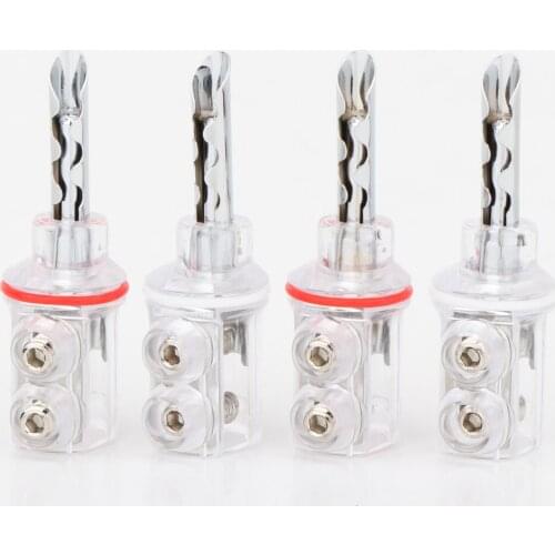 High Quality 1Set 4mm Rhodium plated BFA banana Transparent Cover Audio Banana Plug speaker cable