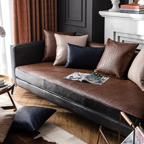 High-grade crocodile pattern waterproof non-slip leather sofa cover custom Corner sofa slipcover 1/2/3/4 seat Sofa Decor cover