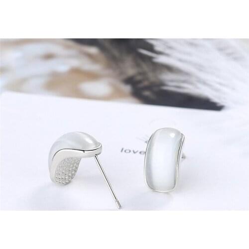 Sole Memory Semicircle Shiny Cool Opal 925 Sterling Silver Fashion Female Stud Earrings SEA763