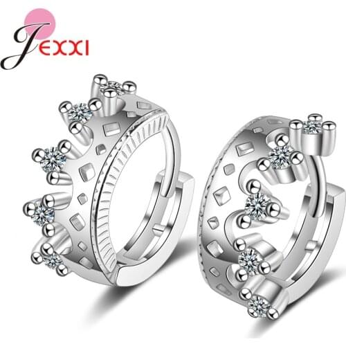 New Fashion Shiny Small Round Cubic Zirconia Pendant Hoop Earrings For Women Girls 925 Sterling Silver Bridal Wedding Earring