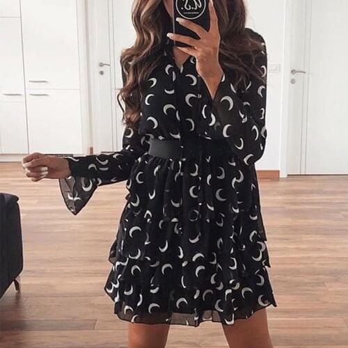 Floral Print Ruffle Mini Dress Long Sleeve Tie Stand Collar Dress 2021 Summer Vintage Elegant Party Club Dresses For Women